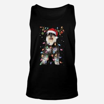 Schnauzer Christmas Reindeer Light Pajama Dog Lover Xmas Sweatshirt Unisex Tank Top | Crazezy