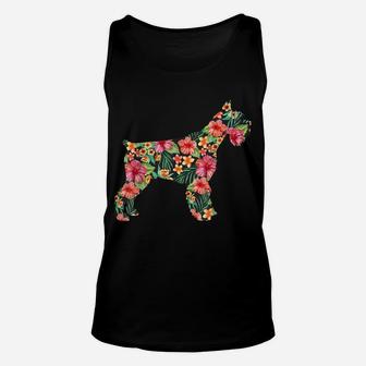 Schnauzer Flower Funny Dog Silhouette Floral Gifts Women Unisex Tank Top | Crazezy