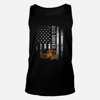School Bus Driver Usa American Flag Funny Bus Driver Gift Unisex Tank Top | Crazezy