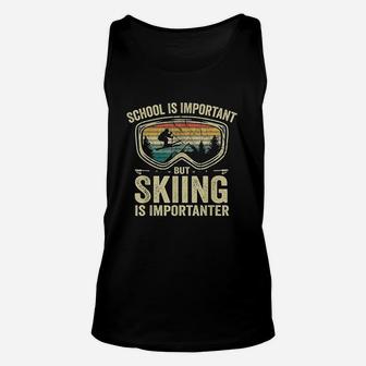 School Is Important But Skiing Is Importanter Vintage Ski Unisex Tank Top | Crazezy CA
