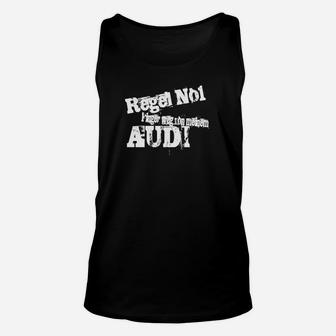 Schwarzes Herren-Unisex TankTop Regel Nr.1 Nie Recht den Frauen mit Audi-Logo - Seseable