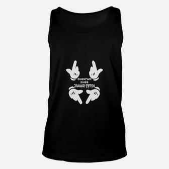 Schwarzes Unisex TankTop Geburt eines Anarcho-Typen Händegeste Design - Seseable