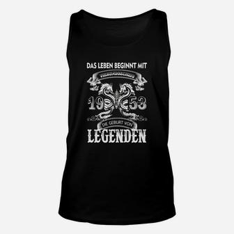 Schwarzes Unisex TankTop Leben beginnt 1953, Geburt von Legenden Design - Seseable