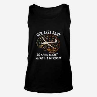 Schwarzes Unisex TankTop mit Gehirn-Grafik, Ironischer Spruch für Ärzte - Seseable