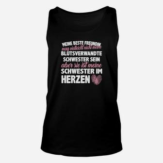 Schwarzes Unisex TankTop Schwester im Herzen, Beste Freundin Design - Seseable