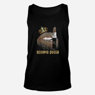 Scorpio Queen Leopard Lips Scorpio Unisex Tank Top - Thegiftio UK