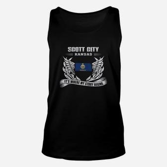 Scott City Kansas It's Where My Story Begins Unisex Tank Top - Thegiftio UK