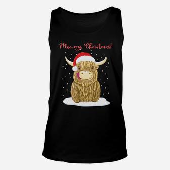 Scottish Highland Cow Merry Christmas Snow Sweatshirt Unisex Tank Top | Crazezy CA