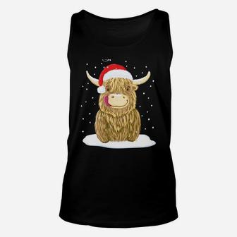Scottish Highland Cow Merry Christmas Snow Unisex Tank Top | Crazezy AU