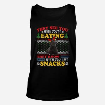 Scottish Terrier Ugly Christmas They See You're Eating Xmas Sweatshirt Unisex Tank Top | Crazezy