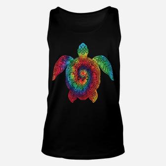 Sea Turtle Ocean Tie Dye Rainbow Hippie Costume Hippy Gift Unisex Tank Top | Crazezy