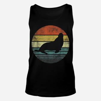 Seal Lover Gifts Retro Vintage Sea Lion Animal Silhouette Unisex Tank Top | Crazezy