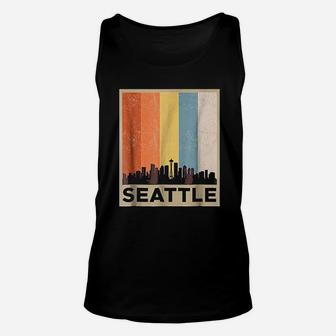Seattle City Skyline Retro Vintage Unisex Tank Top | Crazezy