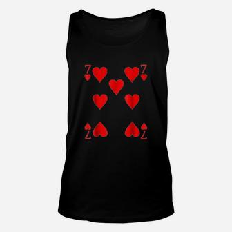 Seven Of Hearts Playing Card Unisex Tank Top - Thegiftio UK