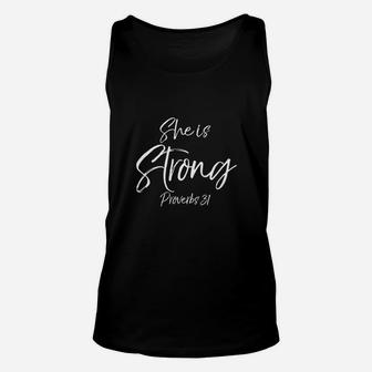 She Is Strong Proverbs 31 Unisex Tank Top | Crazezy CA