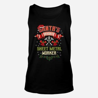 Sheet Metal Worker Gifts Christmas Santa's Favorite Xmas Unisex Tank Top | Crazezy