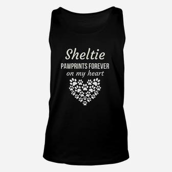 Sheltie Pawprints Forever On My Heart Unisex Tank Top | Crazezy