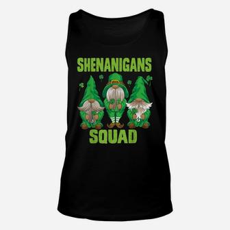 Shenanigans Squad Three Lucky Gnome Shamrock St Patrick Day Unisex Tank Top | Crazezy