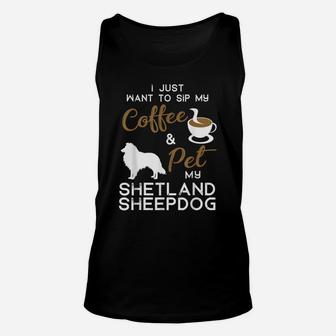 Shetland Sheepdog Dog Coffee Lover Owner Xmas Birthday Gift Unisex Tank Top | Crazezy UK