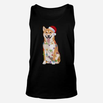 Shiba Inu Christmas Lights Xmas Dog Lover Santa Hat Unisex Tank Top | Crazezy UK