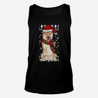 Shiba Inu Dog Santa Hat Xmas Ugly Christmas Sweatshirt Unisex Tank Top | Crazezy DE