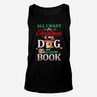 Shiba Inu My Dog And A Good Book For Xmas Gift Unisex Tank Top - Monsterry CA