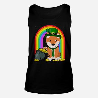 Shiba Inu Rainbow Irish Clover St Patrick Day Dog Gift Unisex Tank Top - Monsterry