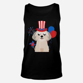Shih Tzu Dog Uncle Sam Hat 4Th Of July Unisex Tank Top - Monsterry