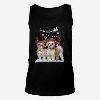 Shih Tzu Reindeer Xmas Light Christmas Ornaments Xmas Dog Sweatshirt Unisex Tank Top | Crazezy