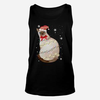 Siamese Cat Christmas Light Xmas Mom Dad Gifts Sweatshirt Unisex Tank Top | Crazezy UK