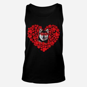 Siberian Husky Dog Paw Heart Valentine Day Unisex Tank Top - Monsterry