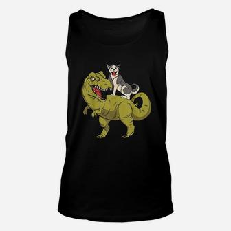 Siberian Husky Dog Riding Dinosaur Unisex Tank Top | Crazezy DE