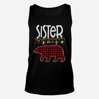 Sister Bear Matching Red Plaid Pajama Family Buffalo Unisex Tank Top | Crazezy