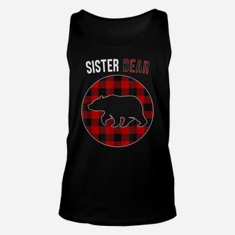Sister Bear Red Plaid Matching Family Christmas Pajamas Unisex Tank Top | Crazezy AU
