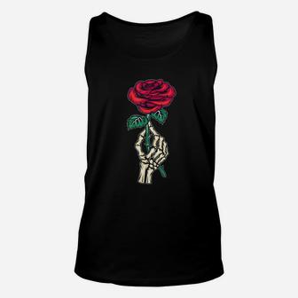 Skeleton Hand Red Rose Flower Gift Aesthetic Streetwear Goth Unisex Tank Top | Crazezy AU