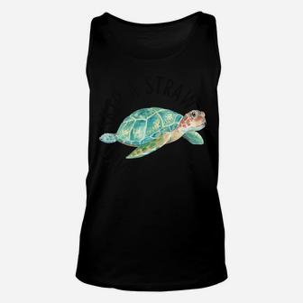 Skip A Straw Save A Turtle Watercolor Cute Sea Turtle Gift Unisex Tank Top | Crazezy CA