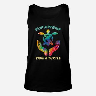 Skip The Plastic Straw To Save A Turtle Turtles Ocean Hippie Unisex Tank Top - Thegiftio UK