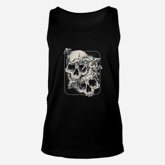 Skull Morel Mushrooms Mycologist Goth Mushroom Art Unisex Tank Top | Crazezy DE