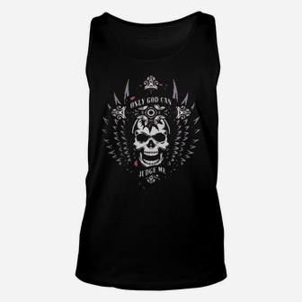 Skull Only God Can Judge Me Unisex Tank Top - Monsterry