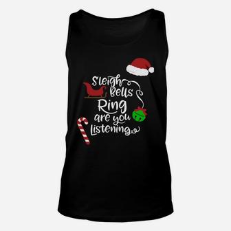 Sleigh Bells Ring Cute Christmas Snowman Winter Holiday Gift Sweatshirt Unisex Tank Top | Crazezy