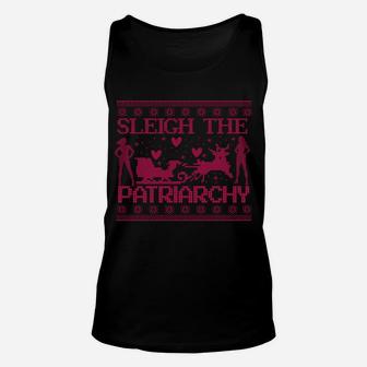 Sleigh The Patriarchy Feminist Ugly Sweater Inspired Sweatshirt Unisex Tank Top | Crazezy