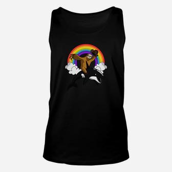 Sloth Riding Orca Killer Whale Funny Rainbow Hoodie Unisex Tank Top - Thegiftio