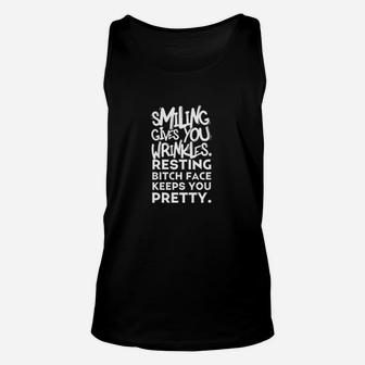 Smiling Gives You Wrinkles Unisex Tank Top | Crazezy