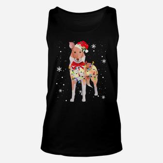 Smooth Collie Dog Christmas Light Xmas Mom Dad Gifts Unisex Tank Top | Crazezy