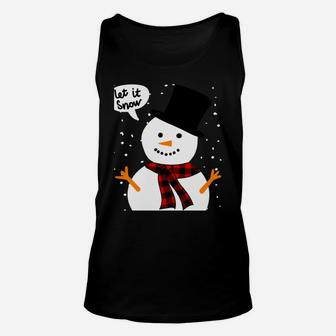 Snow Snowman Buffalo Plaid Xmas Scarf Christmas Sweatshirt Unisex Tank Top | Crazezy UK