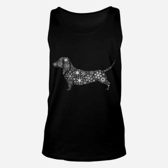 Snowflake Merry Christmas Gifts - Cute Dog Dachshund Unisex Tank Top | Crazezy UK
