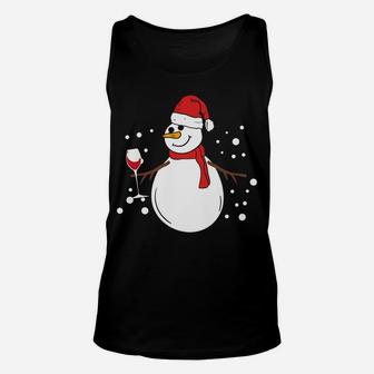 Snowman Red Wine Lover Funny Christmas Holidays Unisex Tank Top | Crazezy