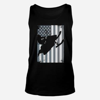 Snowmobile American Flag Snocross Usa Ride Sled Distressed Unisex Tank Top - Monsterry AU