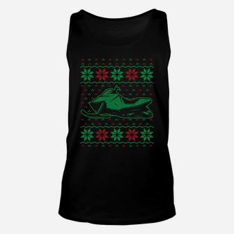 Snowmobile Rider Xmas Skimobile Ugly Christmas Sweatshirt Unisex Tank Top | Crazezy