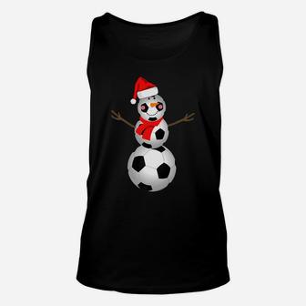 Soccer Snowman Christmas Santa Hat Scarf Matching Pajama Unisex Tank Top | Crazezy